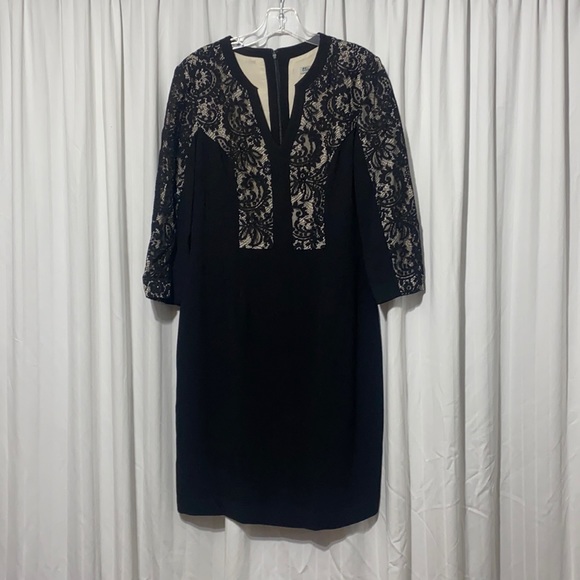 Eliza J Black Fitted Dress with Lace - Picture 1 of 5